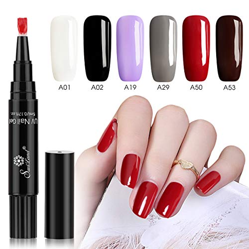 6 Colors Gel Nail Polish Pen Set, Saviland Soak Off UV LED Nail Varnish Lacquer Nail Art Kit (White Black Red Brown) 6 Colors Gel Nail Polish Pen Set, Saviland Soak Off UV LED Nail Varnish Lacquer Nail Art Kit (White Black Red Brown)