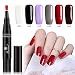6 Colors Gel Nail Polish Pen Set, Saviland Soak Off UV LED Nail Varnish Lacquer Nail Art Kit (White Black Red Brown)
