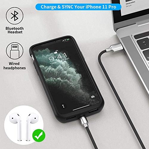 NEWDERY Battery Case for iPhone 11 Pro, 4800mAh Battery Pack Charger Support Qi Wireless Charging Case Rechargeable External Charger Case Backup Power Bank for iPhone 11 Pro