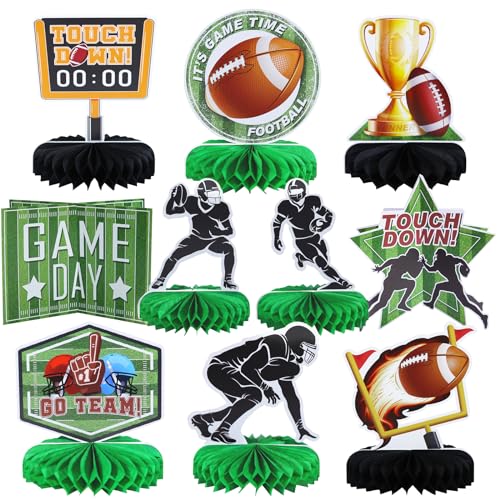 OTTPOOM 10 Pieces Football Honeycomb Table Centerpiece Football Party Decorations Touchdown Table Centerpiece for Superbowl Game Day Tailgate Party Favors Supplies