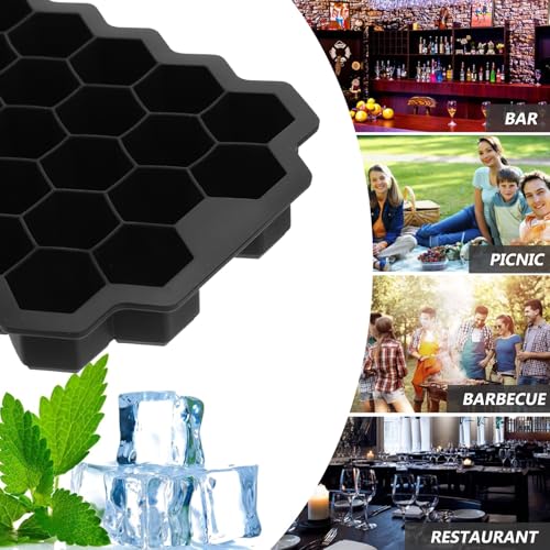 Bandeja de cubitos de hielo de silicona 37 orificios negra miniatura 6