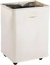 Cesto de Roupa Suja com Rodas 76,6 Litros Organizador Dobrável com alça, Armazenamento Alto, Multiuso Lavanderia Banheiro Quarto Dormitório Roupas e Brinquedos