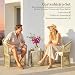 Outsunny Polyrattan Gartenmöbel Set, Outdoor Lounge Balkonmöbel für 2 Personen mit Kissen, wetterfeste 3-teilige Sitzgruppe mit 2 Stühlen und rundem Glastisch für Balkon, Terrasse, Garten, Cremeweiß