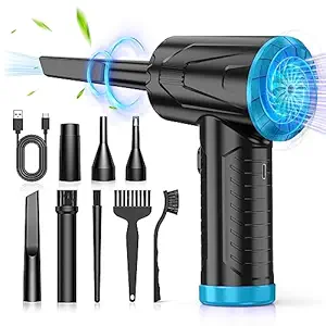 Compressed Air Duster - Electric Air Duster - 110000RPM Air Blower for Keyboard Computer No Canned 7600mAh Powerful Reusable Duster Blower Cleaning PC Dust Blowing Hairs Car Accessories