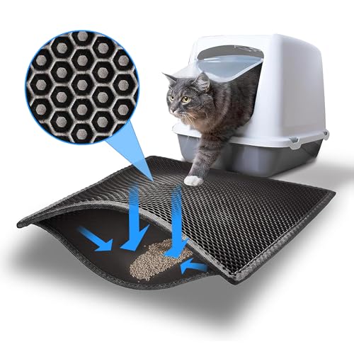 JAADU Tappetino Lettiera Gatto,60×45 cm Doppio Strato a Nido D'ape con Materiale EVA Impermeabile,Tappetino Lettiera GattoAntiscivolo e Anti-perdite,Non Tossico, Facile da Pulire