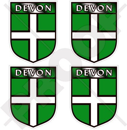 DEVON CONDADO Británico Escudo Exeter Inglaterra Reino Unido Gran Bretaña 50mm (2") Pegatinas de Vinilo Adhesivos, Stickers, Calcomanias Decals x4