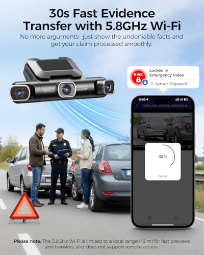 AZDOME 360 4 Channel Dash Cam Front and Rear Inside, Built-in 128GB eMMC, 2K+1080P*3 Dashcam, Left Right, Voice Control, 5G WiFi Dash Camera for Cars with 4 Adjustable Lenses, IR Night Vision, M660 - image 5