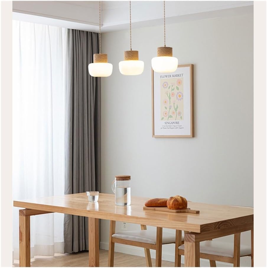 Lustre LED avec source de lumière intégrée et corde chanvre ajustable