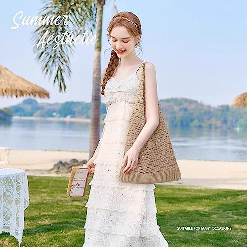 Image of hatisan Crochet Bag for Women, Handmade Knit Beach Tote Bag Summer