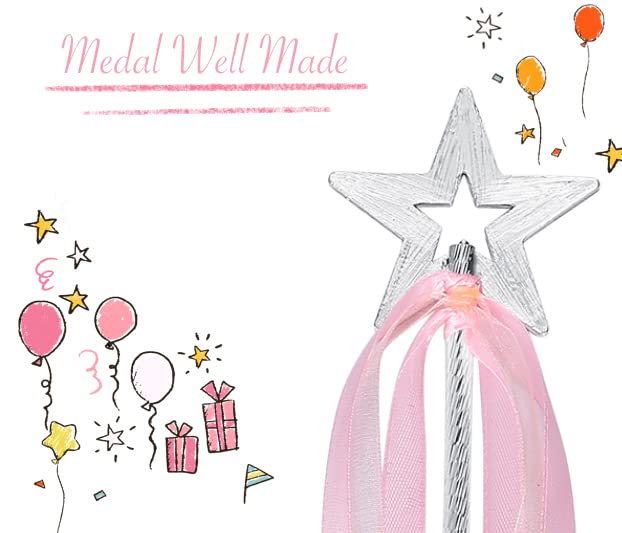 Lovelyshop Pink Crystal Metal Star Fairy Wand with Ribbon for Girls Halloween Decorations, Small - Image 4