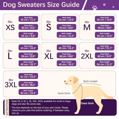 Image of BRKURLEG Dog Sweater, Warm Fleece Dog Winter Coat, Purple, XS