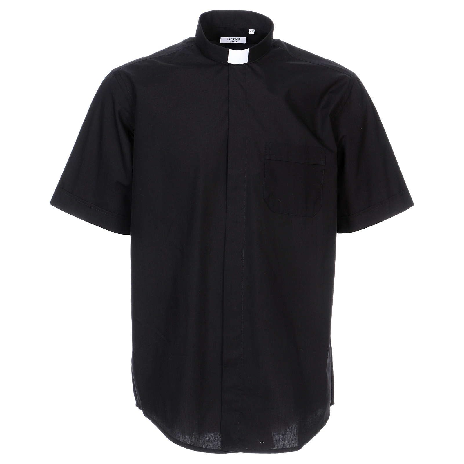 Holyart Camicie Clergyman: Camicia collo Clergy manica corta misto nera In Primis