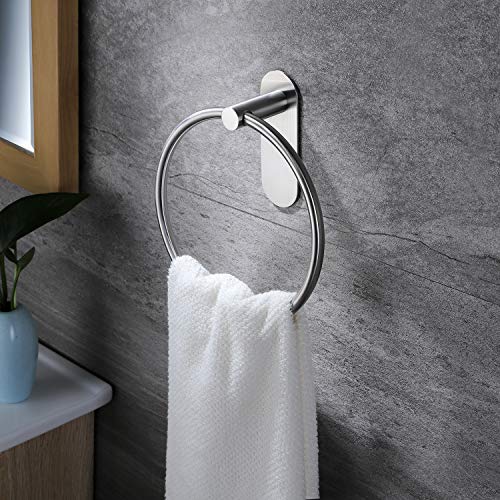 Taozun Towel Ring/Hand Towel Holder - Self Adhesive Round Towel Rack for Bathroom SUS 304 Stainless Steel