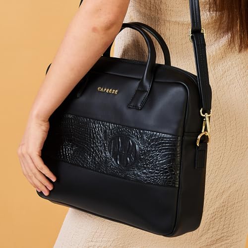 Image of Caprese Shawn Medium 16 Inch Laptop Bag for Women | Stylish 9L Business Handbag with Smart Sleeve & Back Zipper Pocket | Adjustable & Detachable Strap for Office Use