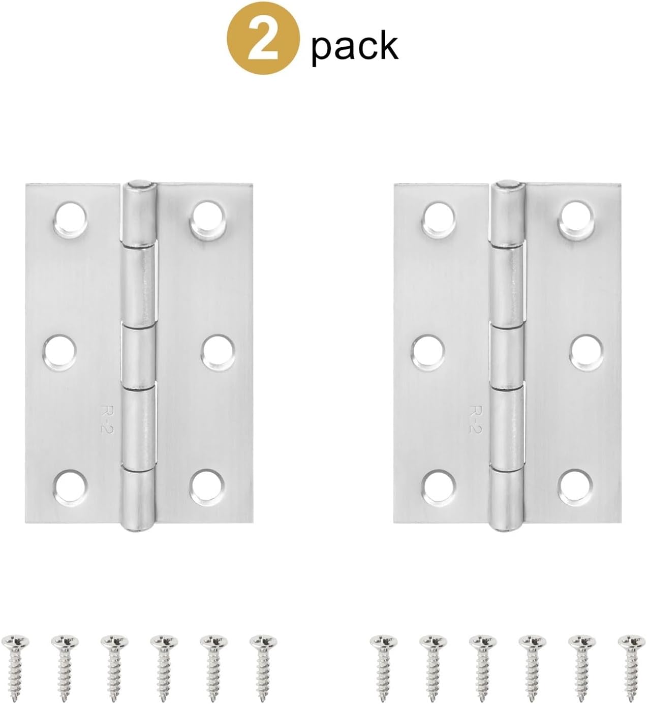 2pcs Stainless Steel Hinge 270 Degree Folding Black Small Hinges Cabinet Door Hinges for Kitchen Cupboard Wooden Box Furniture(Silver 63.2mm 2pcs)