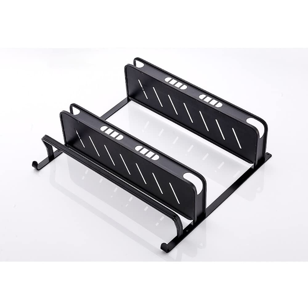 GFAZXDS Aluminum Thickening Shower Caddy Storage Basket with Towel Bar and Hooks Hardware Pendant Bathroom Double Shelves Space