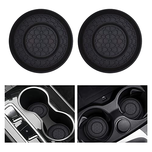 2 PCS Car Cup Holder Coaster,Car Coasters Cup Mats,2.75 Inch Universal Car Cup Coasters,Non-Slip Anti Dust Mats Cup Holder Insert Coaster, Suitable for Most Car Interior (Black)