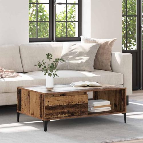 Table basse design industriel bois ancien et cadre métal de qualité Mangloder - 5
