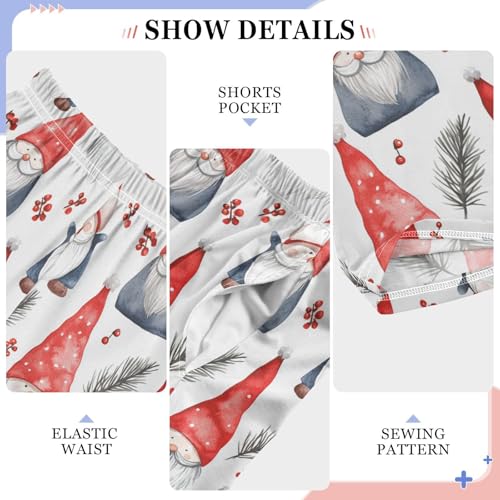 Boys' Pants Watercolor Christmas Red Gnome Long Bottoms Jogger Pants Elastic Waist Trousers with Pockets S-XL4