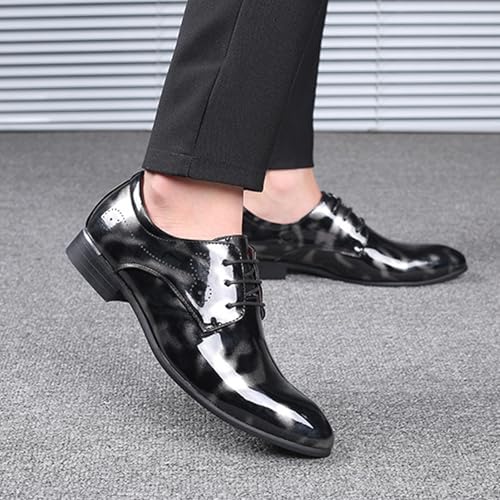 Men's Patent Leather Lace Up Dress Oxford Shoes Pointed Toe Fashion Non Slip Business Shoe for Work Casual Daily4