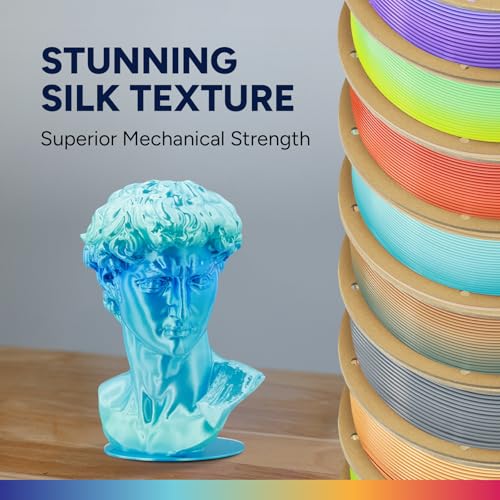 Image of OVERTURE Silk PLA Rainbow Filament 1.75mm, Bi-Color Shiny PLA Finish, Smooth & Glossy, 1kg Spool (2.2lbs), Ideal for Cosplay Jewelry & Home Decor (Silk Glacier Flash)