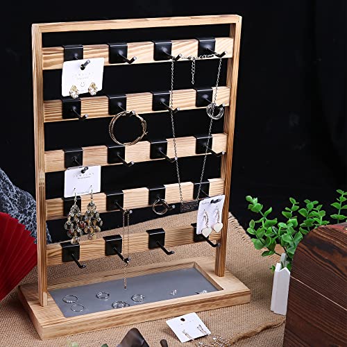 Generic JEWELRY DISPLAY RACK Beross Wooden Jewelry Display Stand With 20 Hooks Earring Card Display Rack thumb #6