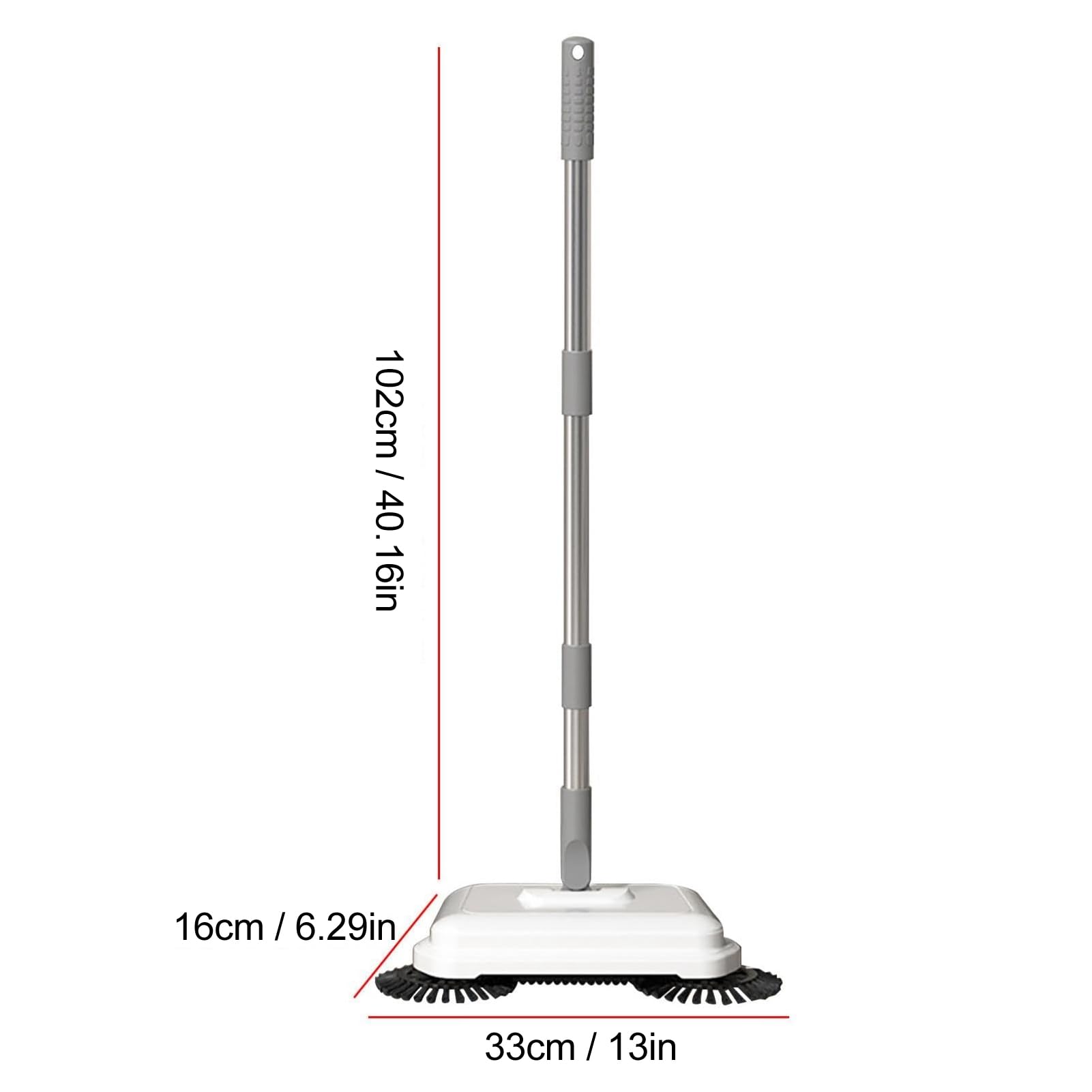 Hand Push Sweeper, Manual 360° Range of Motion Foldable Compact Stainless Steel Rods 2 in 1 Soft Thick Brush Sweeping Mopping Machine for Home Kitchen