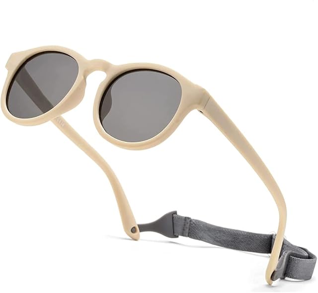 iNszkoos Flexible Polarized Baby Sunglass With Strap Adjustable, Infant Outdoor sunshade UV 400 protection Soft Silicone Frame Baby Sunglasses for 0-36 Months Toddler Newborn Boys Girls