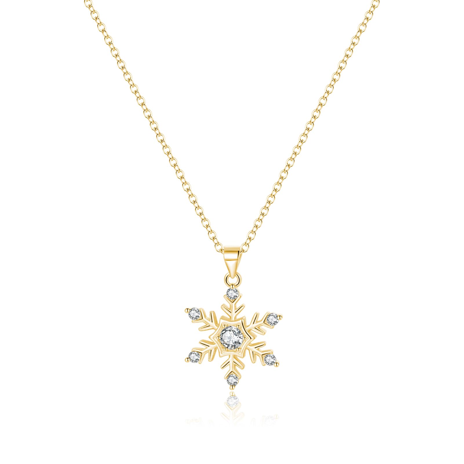 Colgar de copo de nieve Reffeer de plata 925 con bañado en oro de 18k 8