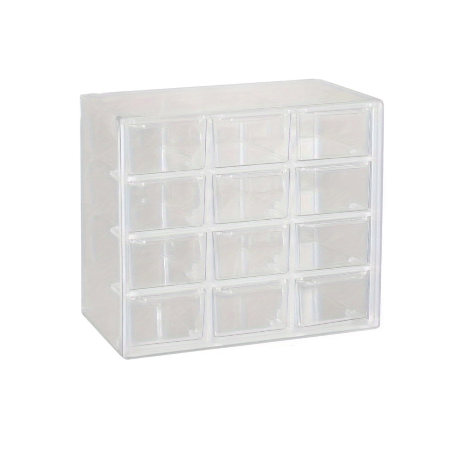 Organisateur de tiroir Boîte de rangement perles empilable, style tiroir multifonctionnel à grille 6/9/12, boîte d'exposition bijoux bureau en acrylique transparent 1 pièce(12gird-transparent)