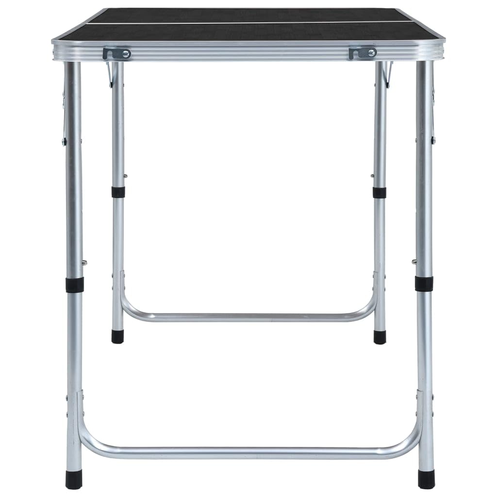 Grauer Campingtisch klappbar aus Aluminium und MDF, x, höhenverstellbar 62, tragbar mit Tragegriff für Picknick, Terrasse, Garten und Camping
