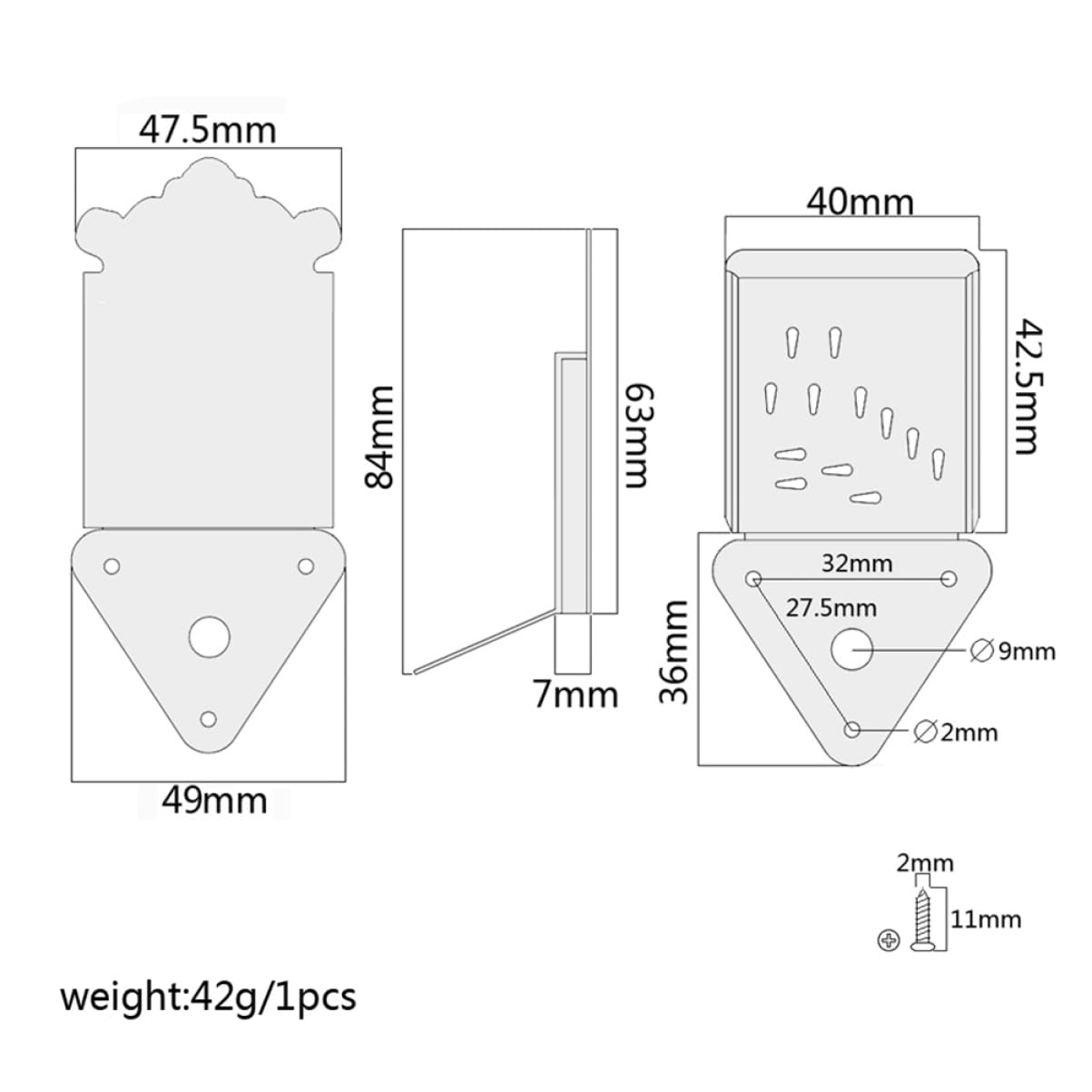 Metal Mandolin Tailpiece Schwarz Langlebiger Saitenhalter Mit Schrauben Für Mandolinen Und Gitarren Installieren Verbessert Und Sustain