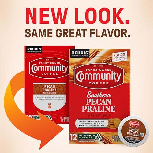 Image of Community Coffee Southern Pecan Praline Flavored 72 Count Keurig K-Cup Coffee Pods, Medium Roast, 12 Count (Pack of 6)