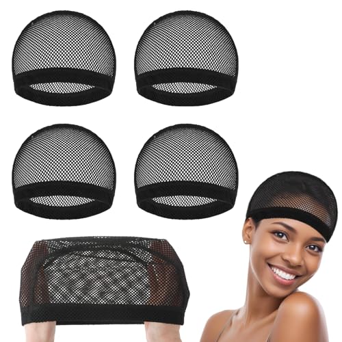 Dimeho 4 Pcs Wig Cap Black Crochet Wig Caps...