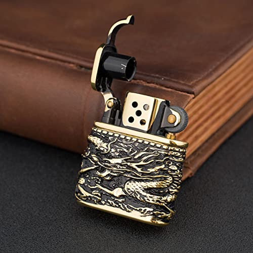 Encendedor estilo antiguo dragón chino dorado miniatura 6