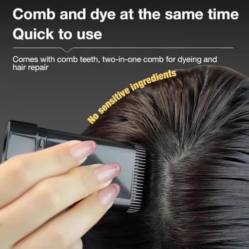 Image of 2 in 1 Instant Hair Color Stick, Waterproof and Sweat Proof Hair Dye Stick, Portable 3 Color Touch-Up Hair Sticks With Comb for Women & Men (BLACK STICK)