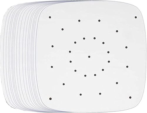 Papel de pergamino para freidora de aire, juego de 200, forros para freidora de aire, papel de vapor de bambú, papel de pergamino perforado de alta