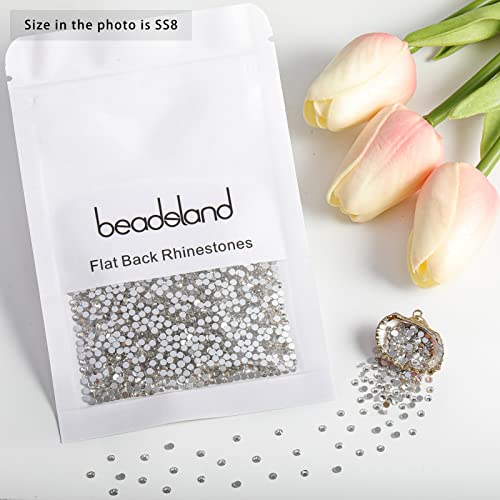 Image of Beadsland 1440 Piece Flat Back Crystal Rhinestones Round Gems,1.3mm-6.5mm, Crystal /CrystalAB (SS8(2.4-2.5mm))