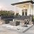 SUNCROWN 7-Piece Outdoor Patio Furniture Set All-Weather Outdoor Sectional Sofa Grey Wicker Conversation Sofa Set with Coffee Table and Cushions,Dark Grey