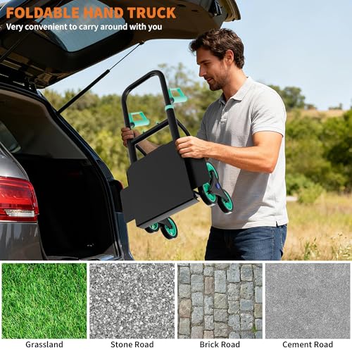 Carretilla de mano plegable con 6 ruedas 440 lb capacidad miniatura 7