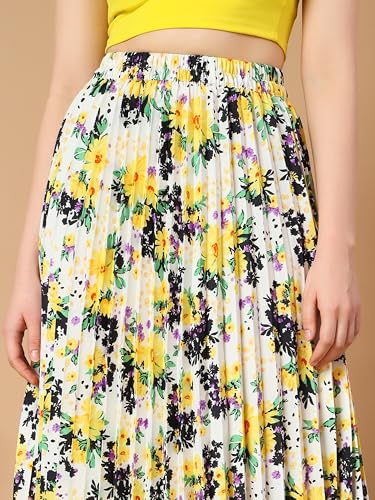 Image of KZULLY | Floral Printed Maxi Skirt | Comfortable Elastic Waist | Stylish Morden and Comfortable Looking | Fashionable and Modern Look Perfect for Any Event| Polyester, Crepe| for Women