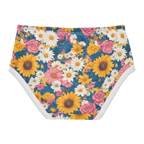 Girls Underwear Soft Cotton Sunflower Rose Kids Panties in Sizes 2/3t, 4t, 5t, 6 and 82