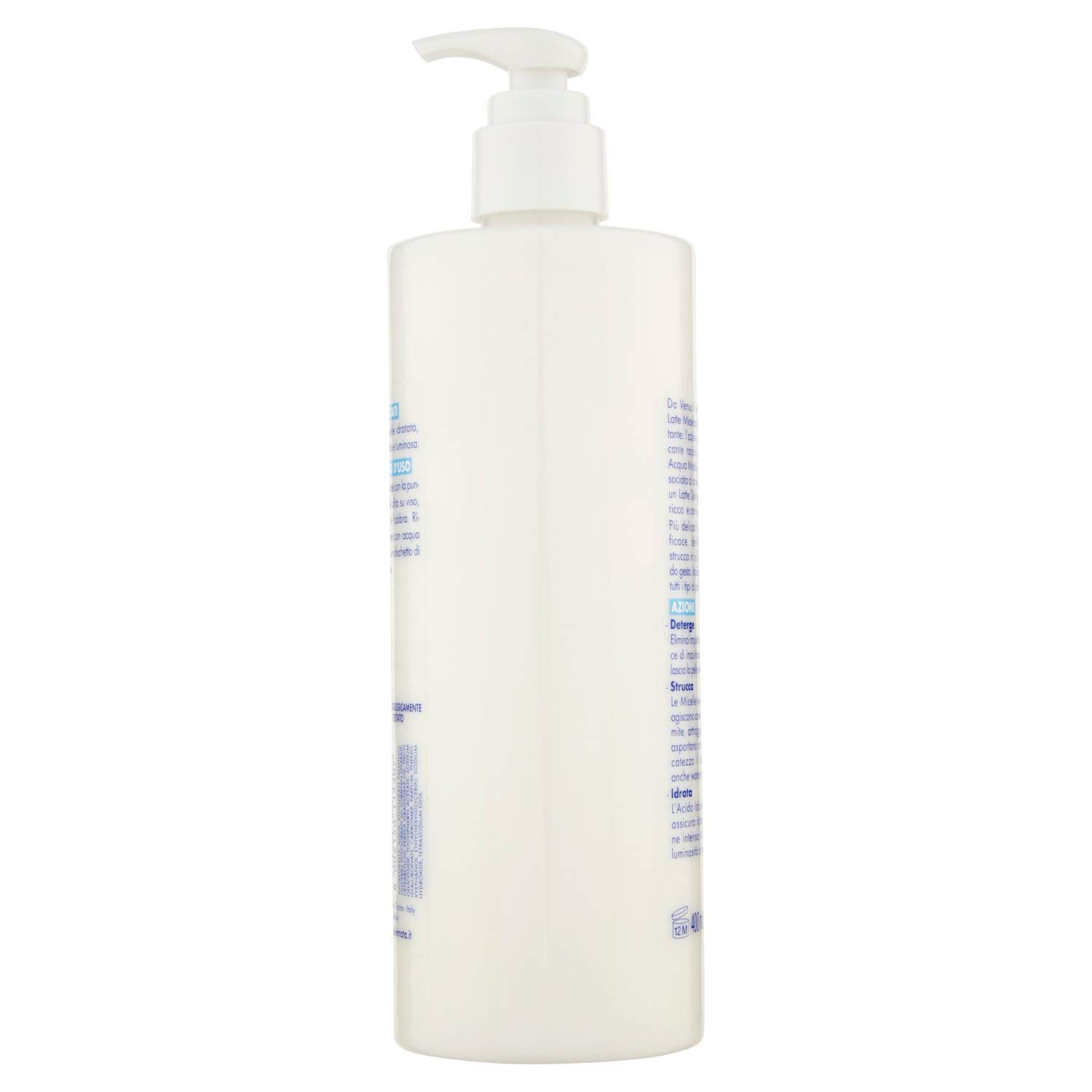 Venus, Latte Micellare Idratante con Acido Ialuronico, Deterge, Strucca e Illumina, Tutti i Tipi di Pelle, Viso e Occhi, 400 ml
