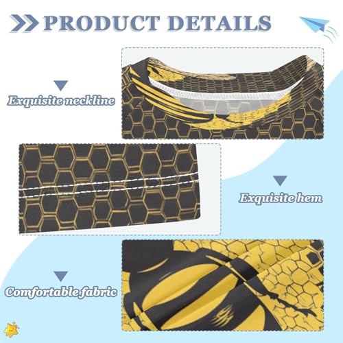 Boys Short Sleeve T-Shirts Cartoon Bees Insect Funny Rashguard Kids Swim Shirts Sun UPF 50+ Multicoloured3