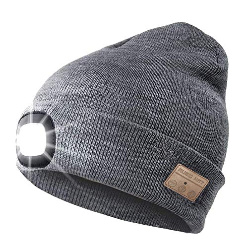 Bluetooth-Beanie-Hut, Mic-WLAN-Bluetooth-Kopfhörer-Smart-Kappen, Mit Lebbaren LED-Scheinwerfer, Für Den Winter Im Freien Sport Skifahren Snowboard