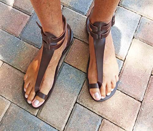 M.V. - gladiator thong sandals/men leather shoes/roman greek style/t-strap ankle strap sandals with toe ring/large sizes4