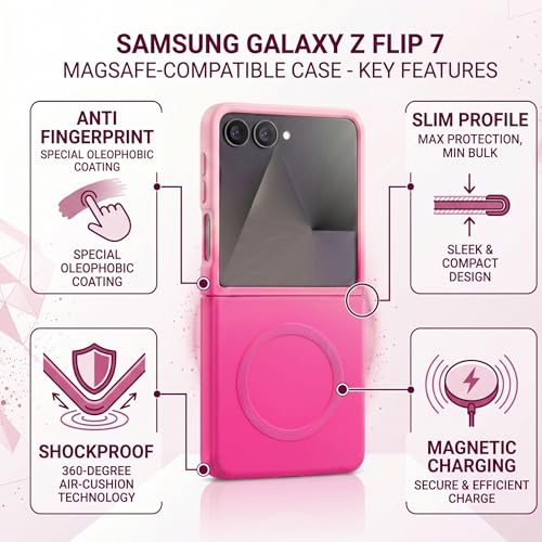 Image of amazon basics Gradient Mag-Safe Case for Samsung Galaxy Z Flip 7 5G | Soft Silicone Shockproof Cover with Camera Protection | Slim Lightweight Design | Smooth Touch & Durable - Light and Dark Pink