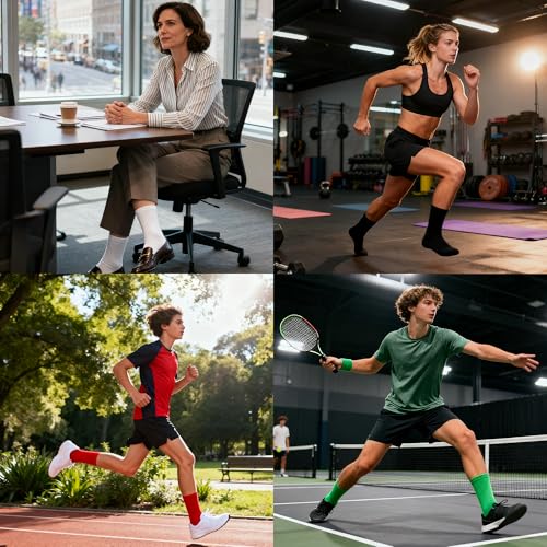 Image of Azwelier Unisex Colorful Quarter Ankle Athletic Socks Breathable Cotton Blend Crew Style 4 Pairs Pack