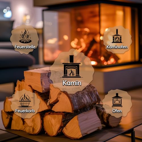 Landree Kaminholz Birke 16 kg für Kamin, Kaminofen, Lagerfeuer, Feuerschale und Ofen, 30 cm Scheitlänge, kammergetrocknet, Kaminofen Holz, Brennholz, Wood vom Familien- Holzhof aus Schleswig Holstein-5