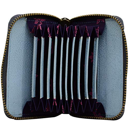Image of Anuschka Women's Hand-Painted Genuine Leather Accordion Style Credit And Business Card Holder - Rainbow Birds
